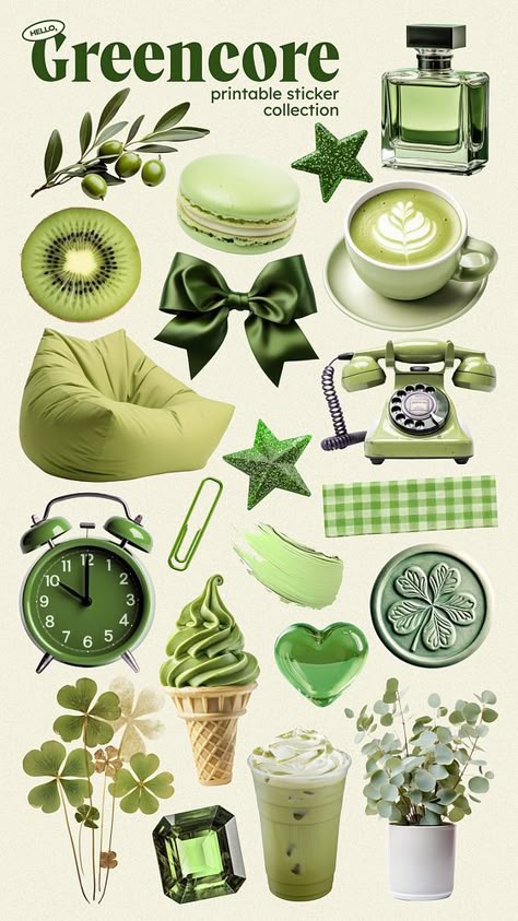 Green object element set | free image by rawpixel.com / Tang Green Sticker Aesthetic, Green Design For Scrapbook, Green Objects Aesthetic, Green Stickers Png, Aesthetic Green Notes, Green Scrapbook Stickers, Green Journal Stickers, Green Stickers Printable, Green Stickers Aesthetic