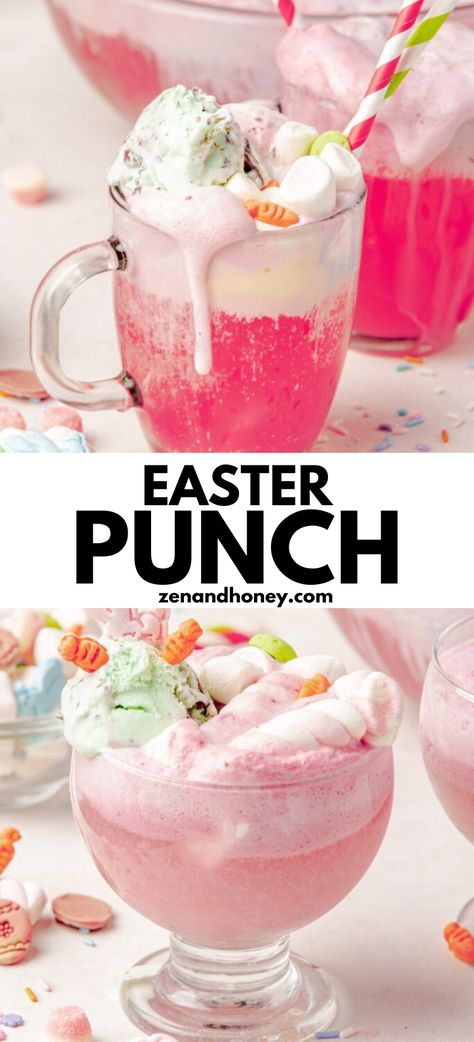 Easter Punch – is the perfect kid-friendly punch made with cranberry juice, lemon-lime soda, sherbet and Easter candies. It’s the ultimate party sherbet punch that is full of whimsical Easter flavors. Best Easter drinks, Easter treats. Easter Punch Recipes, Easter Punch, Easter Drinks, Easter Candies, Easter Drink, Sherbet Punch, Easter Party Food, Recipes Easter, Party Punch Recipes