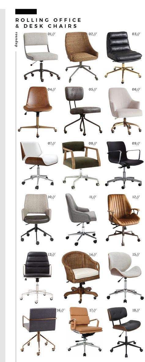 Roundup : Rolling Office & Desk Chairs - Room for Tuesday Rolling Office Chair, Room For Tuesday, Chair Drawing, Office Desk Chairs, Best Office Chair, Comfortable Office Chair, Office Chair Design, Black Office Chair, Work Chair