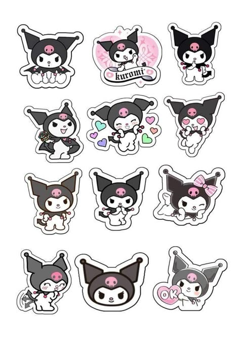 Kurumi Stickers Printable, Kuromi Cute Sticker, Printable Sanrio Stickers, Cute Kuromi Stickers, Sanrio Stickers Aesthetic, Sanrio Stickers Printable Kuromi, Sanrio Stickers Kuromi, Kuromi And My Melody Stickers, Kuromi Aesthetic Stickers