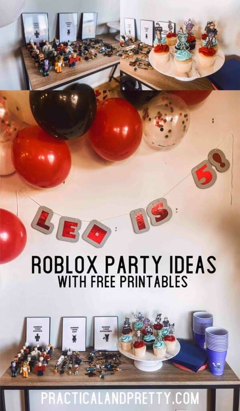 Roblox Crafts Birthday Parties, Roblox Birthday Printables Free, Roblox Snack Ideas, Roblox Birthday Party Activities, Roblox Birthday Games, Roblox Party Games Ideas, Roblox Doors Party, Roblox Party Food, Roblox Birthday Party Ideas Diy