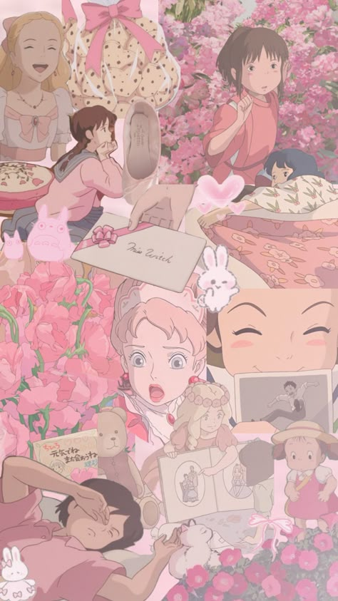 Ghibli in pink>>> Pink Studio Ghibli, Iphone Background Ideas, Pastel Core, Shoujo Aesthetic, Cute Collages, Lock Screen And Home Screen, Studio Ghilbi, Deva Cassel, Honda Civic Car