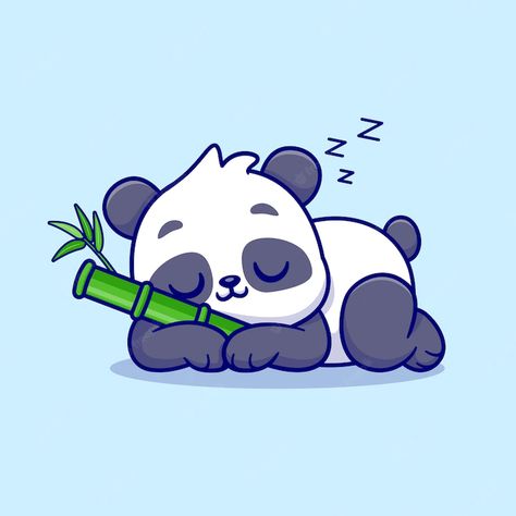 Cute Panda With Bamboo Drawing, Sleeping Panda Wallpaper, Cartoon Art Cute Animal, Cute Vector Icons, Cute Animal Illustration Art, Cute Panda Cartoon Kawaii, Panda Illustration Cute, Panda Sleeping Cartoon, Panda Cute Drawing