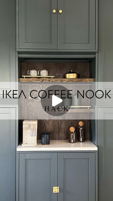 DIY Hacks HQ - home of IKEA hacks and more! on Instagram: "HAVSTA HACK • I can't actually believe this Havsta hack by @champagne.chaos is 2 years old now! The colour combination here works soo well, and it really is a genius idea to create a coffee nook if you have the space for it in your kitchen. 

I am toying with the idea of creating coffee nook in my kitchen - currently, we seem to have a traffic jam every morning at breakfast time with toast/tea/coffee making! I think it will create a better flow, but currently undecided!! What do you guys think?!

❤️ For more content like this, give us a follow!! ❤️

#diy #diyhacks #ikeapax #ikeahack #ikeahacks #ikeakallax  #kitcheninspo #interiorscontentforyou #houserenovation #coffeestation #interiordesign #interiorstyling #doityourself #coffee" Ikea Kitchen Coffee Bar, Ikea Coffee Nook, Ikea Kitchen Coffee Station, Ikea Kitchen Nook Hack, Ikea Hacks Coffee Bar, Kallax Kitchen Hack, Kallax Coffee Station, Built In Coffee Station Ikea, Diy Coffee Bar Ikea Hack