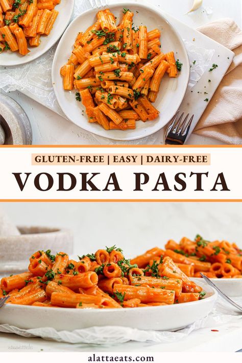 Dairy Free Italian Recipes, Gluten Free Pasta Dinner, Vodka Pasta Recipe, Gluten Free Dairy Free Recipes Dinner, Gluten Free Pasta Dishes, Dairy Free Pasta Recipes, Gluten Free Dairy Free Dinner, Dairy Free Lunch, Dairy Free Recipes Easy