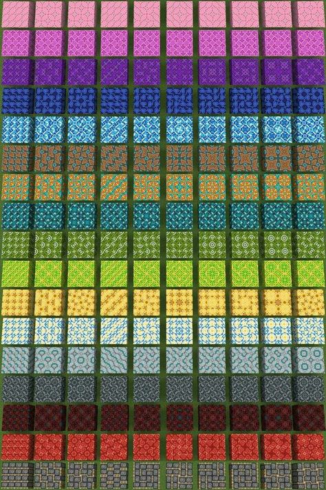 Glazed Terracotta Patterns Minecraft, Glazed Terracotta Minecraft Builds, Minecraft Glazed Terracotta Ideas, Minecraft Floor Designs Terracotta, Glazed Terracotta Minecraft Floor, Minecraft Terracotta Pattern, Minecraft Glazed Terracotta Pattern, Glazed Terracotta Minecraft, Colorful Minecraft Builds