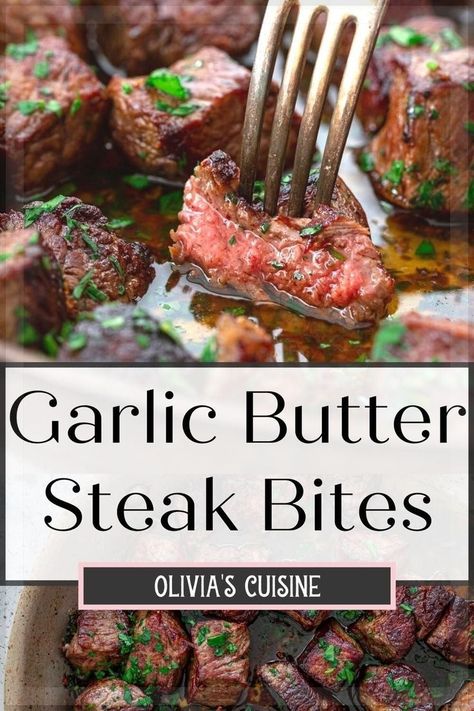 Cross Rib Steak, Butter Steak Bites Recipe, Steak Bites With Garlic Butter, Best Garlic Butter, Easy Steak Dinner, Rib Eye Recipes, Garlic Butter Steak Bites, Low Carb Appetizer, Butter Steak Bites