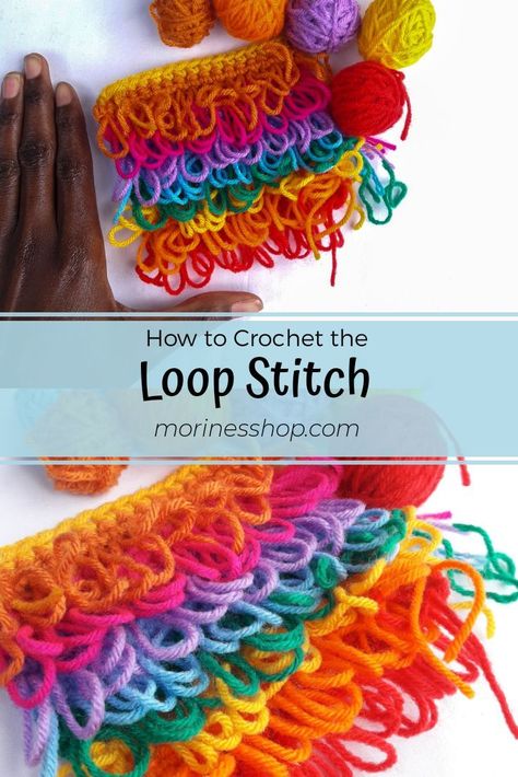 This is a quick how-to on crocheting the loop stitch, a simple crochet stitch which creates a nicely textured fabric made from loops. #CrochetTutorial #LoopStitch #StitchTutorial #CrochetLoop #CrochetLoopStitch How To Crochet Loopy Stitch, Decreasing Stitches In Crochet, Crochet Loops Stitch, How To Crochet Loop Stitch, Crochet With Loopy Yarn, Loop Stitch Crochet Projects, Loopy Crochet Stitch, Crochet Loop Stitch Tutorial, Loop Crochet Stitch