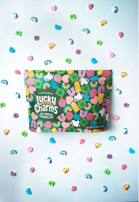 You Can Buy A Bag Of Only Lucky Charms Marshmallows In Grocery StoresDelish Lucky Charms Illustration, Lucky Charms Marshmallows Only, Lucky Charms Treats, Rice Crispy Treats Recipe, Lucky Charms Marshmallows, St Patrick Day Treats, How To Make Marshmallows, Marshmallow Frosting, Magically Delicious