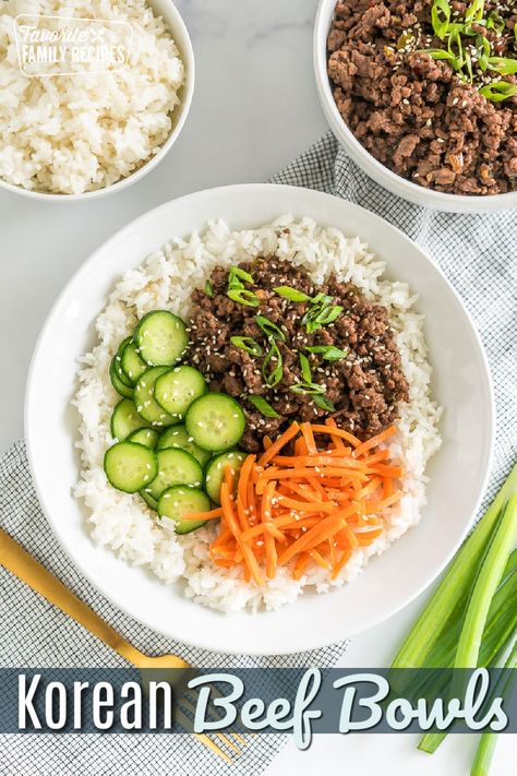 Korean Ground Beef Bowl Korean Pork Bowl Recipe, Easy Korean Ground Beef Bowl, Beef Bim Bap Recipe, Korean Poke Bowl, Ponzu Beef Bowl, Spicy Korean Beef Bowl, Asian Beef Rice Bowl, Korean Ground Chicken Bowl, Korean Bbq Bowls