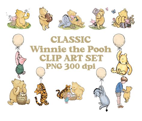 Classic Winnie The Pooh Party, Winnie The Pooh Pink, Winnie The Pooh Clipart, Pink Elements, Piglet Eeyore, Winnie The Pooh Party, Pooh Party, Balloon Clipart, Classic Winnie The Pooh