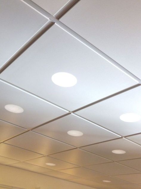 Acoustical Ceiling Tiles With Recessed Lights Metal Panel Ceiling, Acoustical Ceiling, Metal Ceiling Tiles, Aluminum Ceiling, Basement Ceiling, Tin Ceiling Tiles, Dropped Ceiling, Suspended Ceiling, Kitchen Ceiling