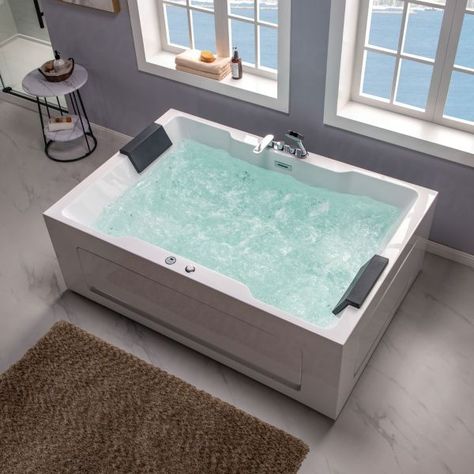 Spa Tubs In Master Bath, Bathroom Jacuzzi Tub Ideas, Freestanding Jetted Tub, Jacuzzi Tub Bathroom, Two Person Tub, Bath Tub For Two, Deep Bathtub, Deep Tub, Indoor Hot Tub