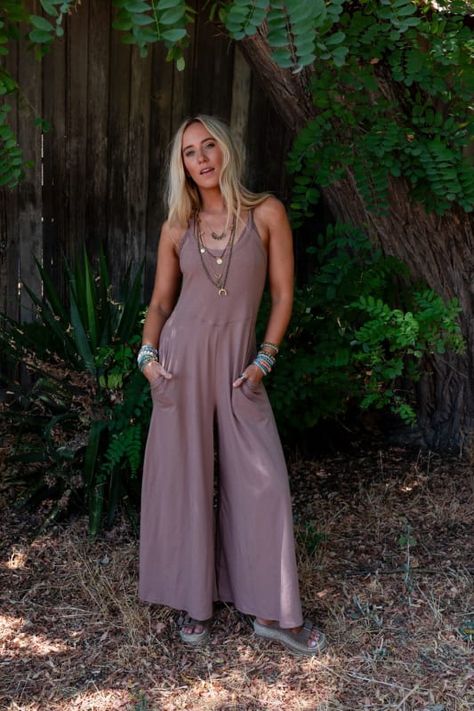 Wylder Wide Leg Jumpsuit - Mocha | Three Bird Nest Boho Jumpsuit Outfit, Mexico Outfits, Baggy Jumpsuit, Boho Essentials, Catching Up With Friends, Outfits For Mexico, Bralette Outfit, Boho Jumpsuit, Gathered Bodice