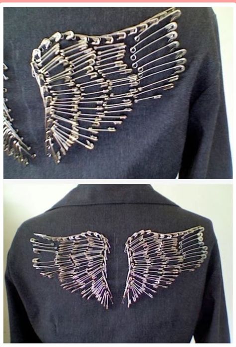 Pins On Jean Jacket, Diy Clothes Design Men, Cool Diy Clothing Ideas, Ideas For Designing Clothes, Diy Fashion Men, Mens Diy Clothes, Goth T Shirt Diy, How To Wear Pins, Diy Shirt Design Ideas