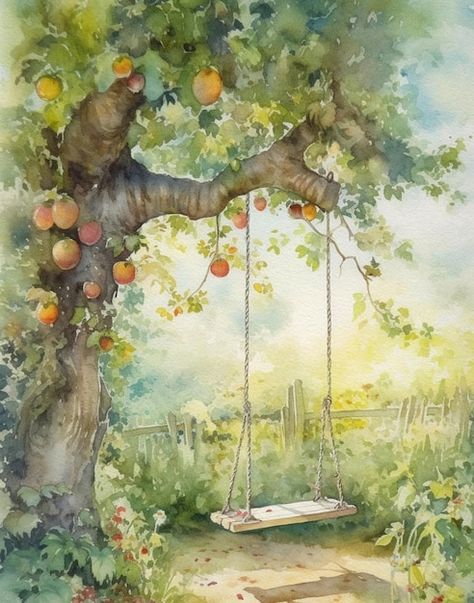 Watercolor summer vintage drawing of a s... | Premium Photo #Freepik #photo #watercolor-background #watercolor #watercolor-nature #orange-watercolor Cute Vintage Photos, Watercolor Paintings Detailed, Natural Drawing Watercolor, Spring Artwork Illustrations, Garden Painting Watercolor, Over The Garden Wall Watercolor, Background Nature Drawing, Garden Art Watercolor, Watercolor Vintage Art