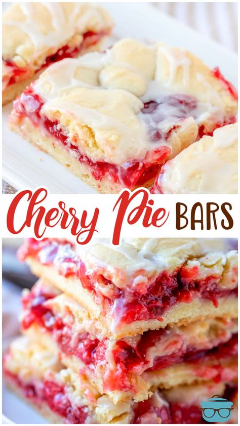 These cherry pie bars are tasty and pretty! A homemade dessert that is easy to make and slices up and serves perfectly! Use any pie filling! Cherry Dessert Bars, Cherry Slab Pie Recipe, Cherry Pie Filling Recipes Easy, Cherry Pie Recipe Easy, Cherry Pie Bars Recipe, Cherry Slab Pie, Pie Filling Desserts, Homemade Cherry Pie, Cherry Pie Filling Recipes