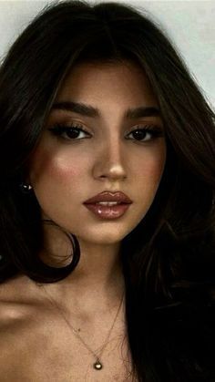 Makeup Ideas For Dark Brown Eyes, Prom Makeup Brown Girl, Wedding Makeup For Brown Eyes Glam, Prom Makeup Tan Skin, Makeup For A Plum Dress, Makeup Looks On Indian Skin, Medium High Contrast Makeup Looks, Dark Contrast Makeup, Natural Sultry Makeup