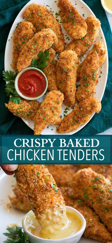 Chicken Recipes Bread Crumbs, Chicken Tenders With Mayo And Panko, Baked Tenders Chicken, Simple Chicken Tender Recipes, Breaded Baked Chicken Recipes, Easy Breaded Chicken Recipes, Panko Breaded Chicken Tenders, Oven Baked Chicken Tenderloins, Chicken Tenders Baked