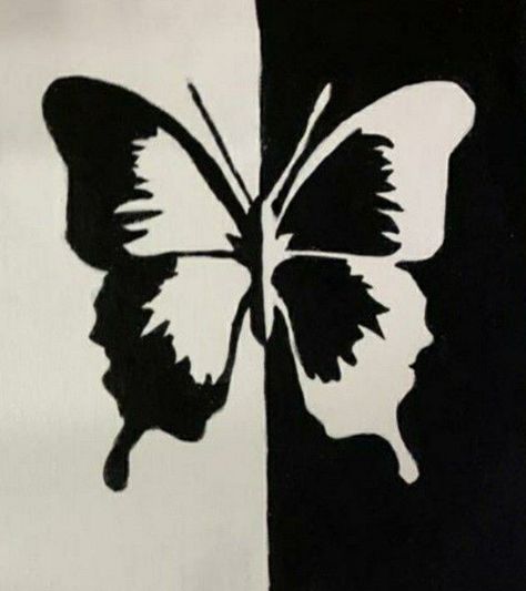 Butterfly Poster Black And White, Contrast Black And White Drawing, Black And White Aesthetic Art Painting, Cool Black And White Drawings Simple, Contrast Principle Of Design Art, Black And White Butterfly Painting, Butterfly Art Black And White, Easy Paintings Black And White, Contrast Art Ideas Black And White