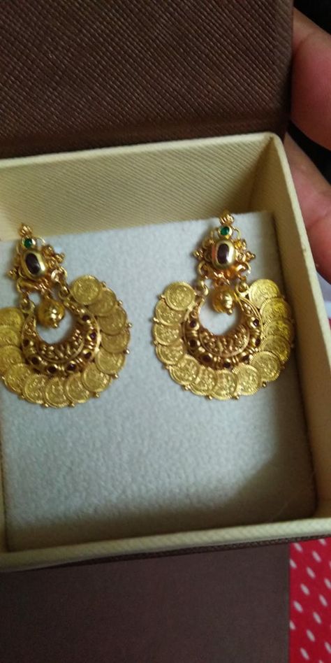 Gold Kasula Earrings, Kasulaperu Earrings Jewellery Designs, 6grams Gold Earrings Buttalu, Kasu Earrings Gold, Kaasu Mala, Ram Leela, Ruby Jewelry Necklaces, Chand Bali, Gold Pearl Jewelry