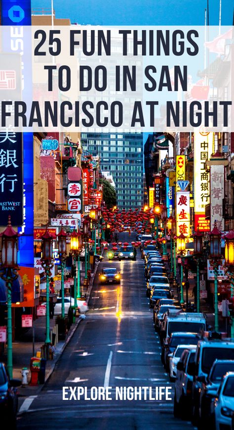 There are so many awesome things to do in San Francisco at night that there is something for everyone to enjoy in this cultural hub of Northern California.The Golden city has many attractions you can enjoy during the day, but a night in San Francisco means you can see nightclubs, attend tours, dine at the best restaurants, go bar hopping, and admire the brilliant city lights.Also, the nightlife in San Francisco is one of the best in the United States, which you will love if you are a night owl. San Francisco At Night Aesthetic, San Francisco Nightlife, San Francisco Restaurants Top 10, San Francisco Sights, San Francisco At Night, San Francisco Bars, Atlanta Travel, Outer Sunset San Francisco, Golden City