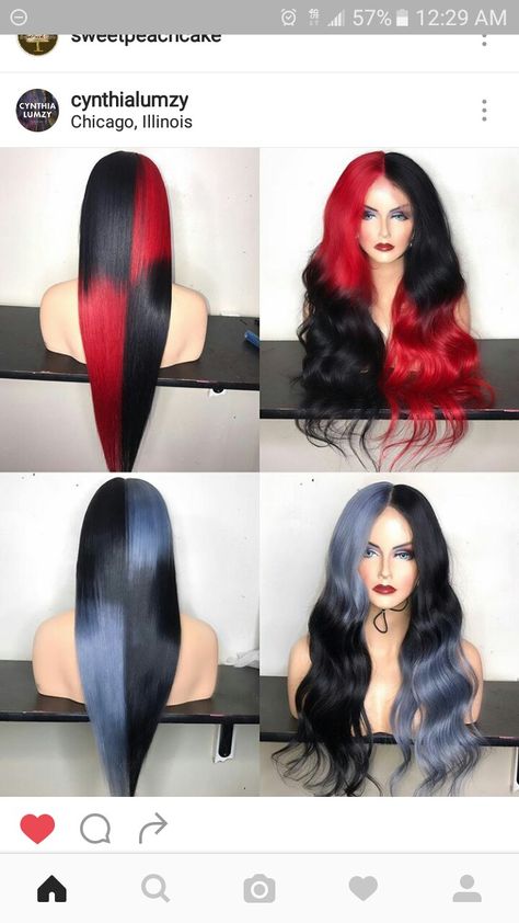 Checker hair..red, black, blue Hair Colorful, Colourful Hair, Hair Laid, Creative Hairstyles, Cool Hair, Colorful Hair, Rainbow Hair, Colored Hair, Cool Hair Color