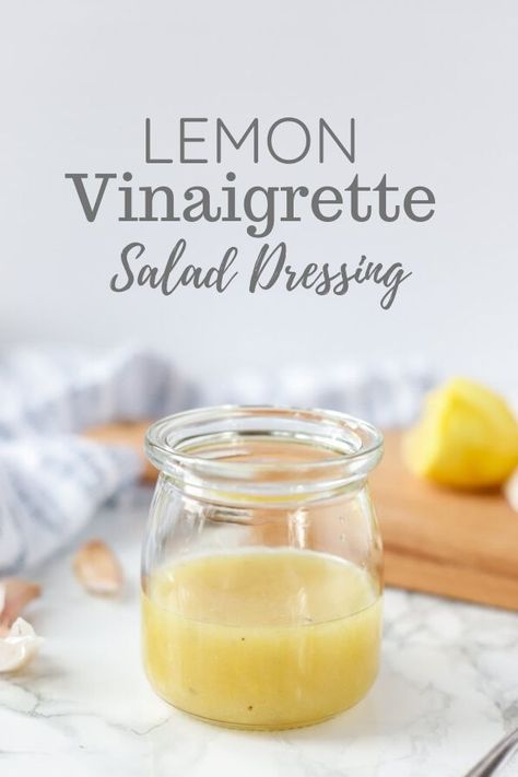 Homemade lemon vinaigrette dressing recipe is the best I've ever tasted. Fresh-squeezed lemon is whisked together with lemon zest, oil, mustard, and seasoning to make a dressing that brightens any salad. #ablossominglife #homemadedressing #saladdressing #lemonvinaigrette Lemon Vinaigrette Dressing Recipe, Lemon Vinegarette, Lemon Vinaigrette Dressing, Best Salad Dressing, Vinaigrette Dressing Recipe, Homemade Dressings, Fall Meals, Food Recipes Homemade, Vinaigrette Salad