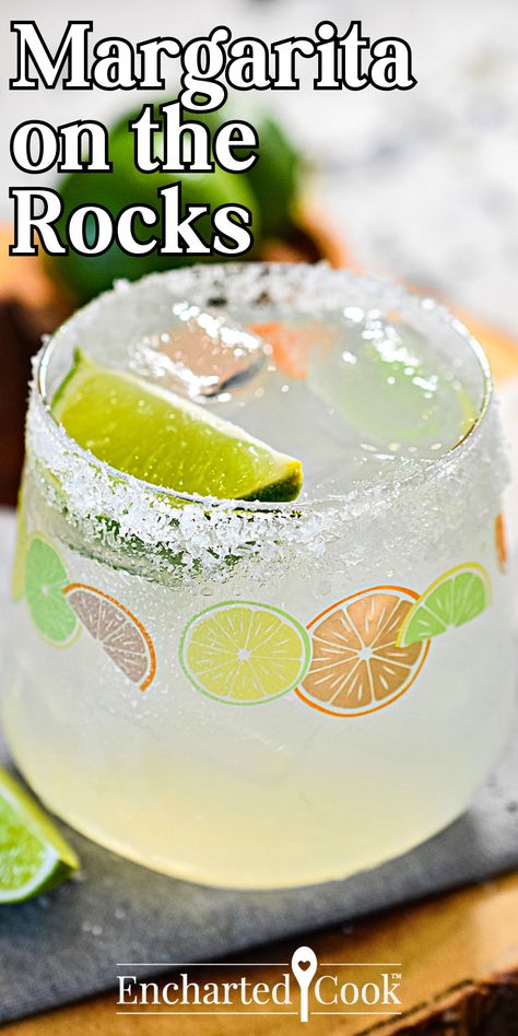 A margarita cocktail over ice in a glass with a salted rim garnished with a wedge of lime with text overlay. Single Margarita Recipe, Pitcher Margarita Recipe, Lime Margarita Recipe, Pitcher Of Margaritas, Best Margarita, Easy Margarita Recipe, Best Margarita Recipe, Classic Margarita Recipe, Frozen Drink Recipes