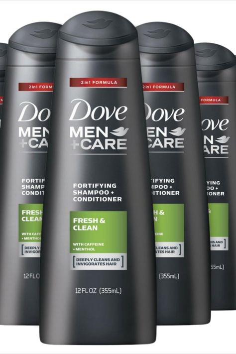 Dove Men+Care Fortifying 2 in 1 Shampoo and Conditioner, Fresh and Clean for Normal to Oily Hair with Caffeine and Menthol to Help Strengthen & Nourish Hair, 12 fl oz, Pack of 6 Men Shampoo And Conditioner, Men Shampoo, Dove Men Care, Dove Men, Oily Hair, Nourishing Hair, Fresh And Clean, Men Care, Shampoo And Conditioner