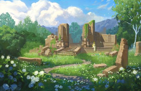 2024 Sketchbook, Arte Do Kawaii, Landscape Concept, 다크 판타지, Zelda Art, Legend Of Zelda Breath, Zelda Breath, Fantasy Art Landscapes, Environment Design