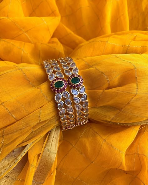 Ruby White and Green Ad Stone Bangles ~ South India Jewels One Gram Gold Jewellery, Antique Bangles, Silk Thread Bangles Design, Stone Bangles, Thread Bangles Design, Bangle Design, Kundan Bangles, Antique Gold Jewelry Indian, Bangles Gold