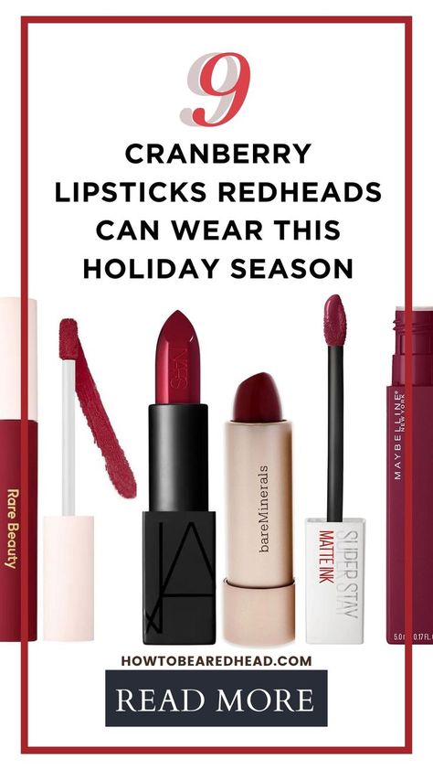 Redhead Lipstick, Cranberry Lipstick, Berry Red Lipstick, Berry Tones, Maybelline Lipstick, Redhead Makeup, Best Red Lipstick, Berry Lipstick, Lipstick For Fair Skin