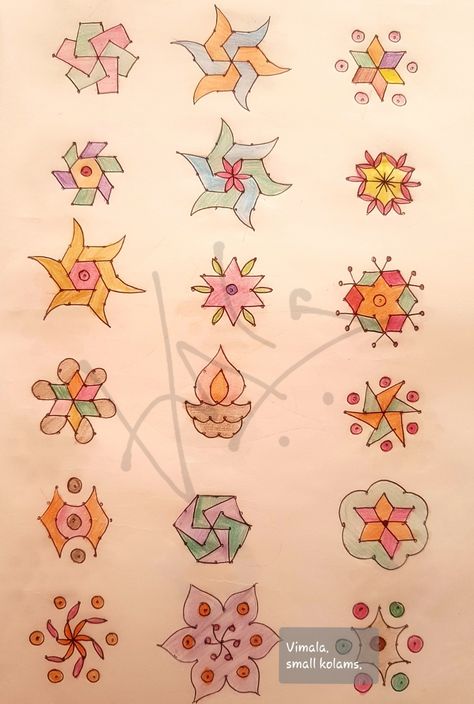 5 To 3 Dots Rangoli, Mini Kolam, Chalk Rangoli, Easy Rangoli Patterns, Small Kolam Designs, Dots Rangoli Designs, Rangoli Videos, Colour Rangoli, Small Kolam