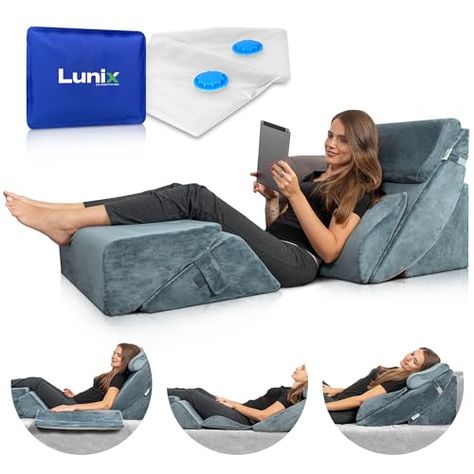 Lunix 6pcs Orthopedic Bed Wedge Pillow Set, Post Surgery Memory Foam for Back, Neck and Leg Pain Relief, Sitting Pillow, Adjustable Pillows Acid Reflux and GERD for Sleeping, Hot Cold Pack, Navy Sitting Pillow, Rotator Cuff Surgery, Bed Wedge Pillow, Sitting Pillows, Bed Wedge, Hot Cold Packs, Wedge Pillow, Body Therapy, Bed Back