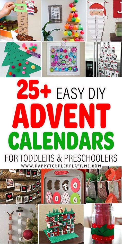 25 Easy & Creative Advent Calendars for Kids - HAPPY TODDLER PLAYTIME Advent Calendar For Toddlers, Cool Advent Calendars, Homemade Advent Calendars, Advent Calendar Diy, Christmas Tree Advent Calendar, Christmas Advent Calendar Diy, Printable Advent Calendar, Calendar Craft, Advent Calendar Ideas