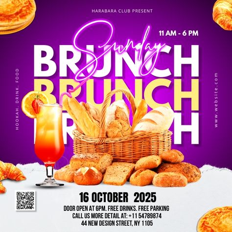 Brunch Party Flyer Design, Breakfast Menus Design, Brunch Poster Design, Brunch Flyer Design, Brunch Poster, Brunch Flyer, Breakfast Poster, Menu Sans Gluten, Restaurant Flyers