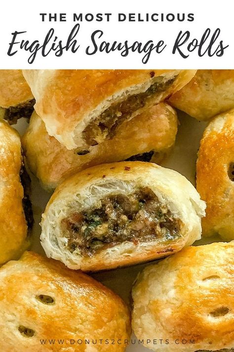 English Sausage Rolls, English Sausage, Sausage Rolls Puff Pastry, British Sausage, Sausage Roll Recipe, Sausage Puffs, Homemade Sausage Rolls, Sausage Rolls Recipe, Puff Pastry Filling