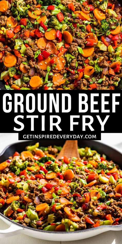 Ground Pork Stir Fry, Stir Fry Easy, Ground Beef Stir Fry, Pork Stir Fry Recipes, Ground Pork Recipes, Healthy Ground Beef, Pork Stir Fry, Pineapple Chunks, Healthy Dinner Recipe