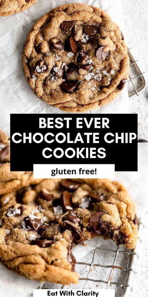 Ella Vegan, Chocolate Chip Cookies Gluten Free, Easy Gluten Free Desserts, Gluten Free Cookie Recipes, Gluten Free Chocolate Chip Cookies, Cookies Healthy, Cookies Gluten Free, Gluten Free Chocolate Chip, Gf Baking