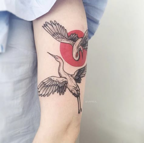 Swan Tattoo, Ma Tattoo, Flamingo Tattoo, Crane Tattoo, Autumn Tattoo, Tasteful Tattoos, Red Ink Tattoos, Tattoos For Black Skin, Surface Art