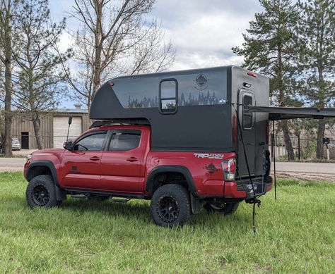 Toyota Tacoma Camper Shell, Tacoma Camper Shell, Tacoma Camper, Solar Yacht, Truck Camper Shells, Cracker House, 3rd Gen Tacoma, Truck Toppers, Pickup Camper