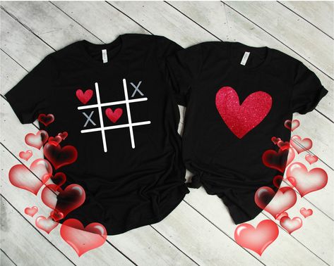 Couple Tees, Valentines Day Shirt, Couple Tshirts, Vinyl Shirts, Tic Tac Toe, Couple T-shirt, Custom Shorts, Valentines Day Shirts, Tic Tac