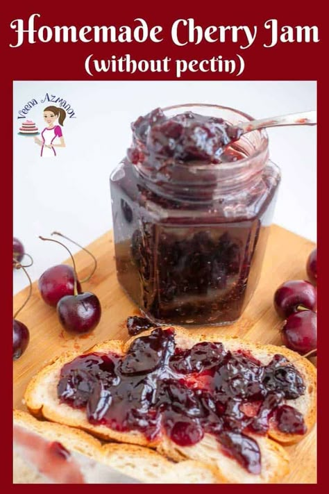 Small Batch Cherry Jam, Cherry Freezer Jam, Cherry Jelly Recipes, Homemade Cherry Jam, Jams Recipes, Cherry Jam Recipe, Cherry Recipe, Jam Without Pectin, Sour Cherry Jam