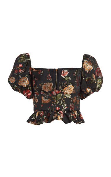 Andromache Floral Brocade Top By Markarian | Moda Operandi Brocade Top, Sunday Top, Top With Puff Sleeves, Collar Jumper, Vintage 40s, Sneakers Outfit, Casual Winter Outfits, Garment Bags, Winter Casual