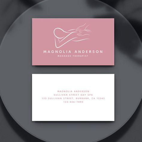 Pink Minimalist Modern | Massage Therapist Business Card - business card Massage Business Card, Massage Therapy Business Cards, Therapy Business Cards, Message Therapy, Spa Business Cards, Medical Massage, Massage Therapy Business, Therapy Business, Pink Minimalist