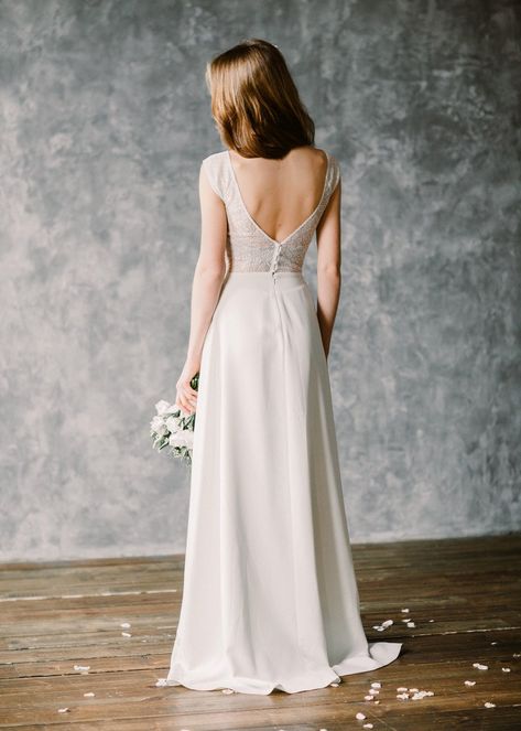 12 Most Beautiful Wedding Dresses Under $500 |  #bridalgown #bride #dresses #wedding #weddingdress #weddinggown #weddings | Moonlight Wedding Dress, Wedding Dresses Under 500, Simple Lace Wedding Dress, Vintage Wedding Dress Boho, Satin Wedding Dresses, Crepe Wedding Dress, Boho Mode, Open Back Wedding Dress, Minimalist Wedding Dresses