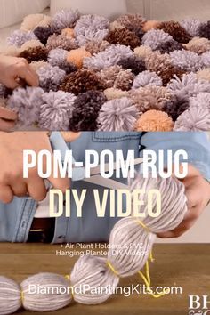 Daily Viral DIY Videos: DIY Pom-Pom Rug, Air Plant Holders, PVC Hanging Planter Diy Pom Pom Rug, Rug Diy, Diy Hanging Planter, Planter Diy, Pom Pom Rug, Knitting Loom, Diy Pom Pom, Diy Crafts For Adults, Yarn Pom Pom