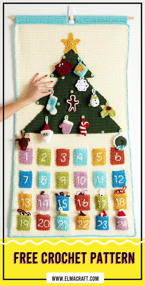 Easy crochet Countdown To Christmas Crochet Advent Calendar free pattern #Beanie #crorchet #crocehtpattern Advent Calendar Free, Crochet Advent Calendar, Advent Calendar Pattern, Christmas Crochet Patterns Free, Advent Calendar Christmas, Crocheted Christmas, Christmas Crochet Pattern, Crochet Holiday, Crochet Xmas