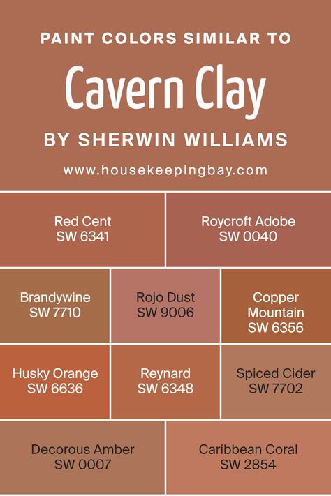 Colors Similar to Cavern Clay SW 7701 by Sherwin Williams Ravishing Coral Sherwin Williams, Sherwin Williams Clay Paint Colors, Terra Cotta Living Room Walls, Terra Cotta Kitchen Walls, Light Terra Cotta Paint Color, Cavern Clay Sherwin Williams, Desert Shack, Terra Cotta Walls, Tuscan Wall Colors